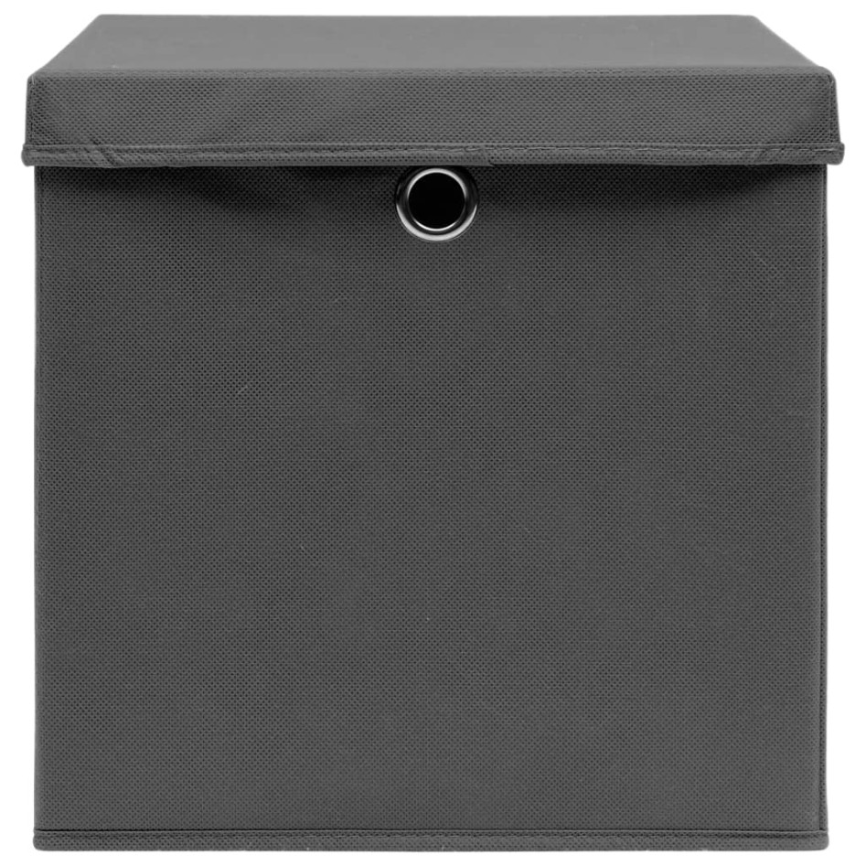 Cajas de almacenaje con tapas 10 uds tela gris 32x32x32