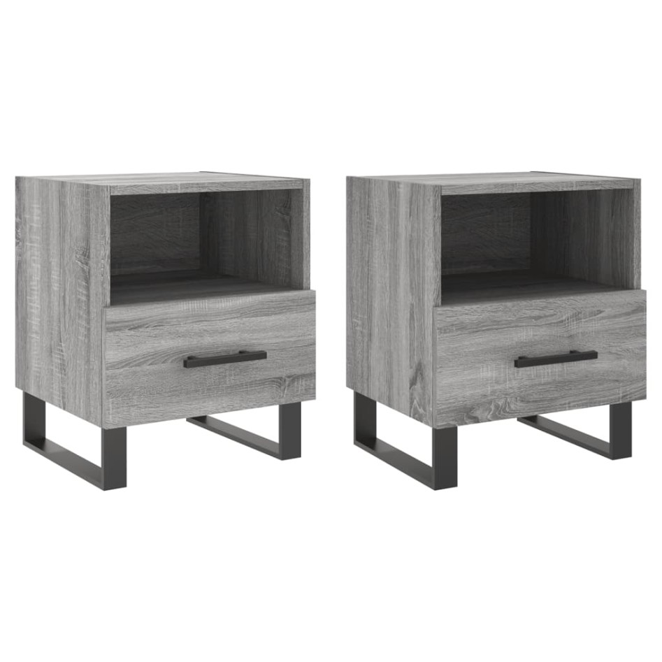 Mesitas noche 2 uds madera ingeniería gris Sonoma 40x35x47,5