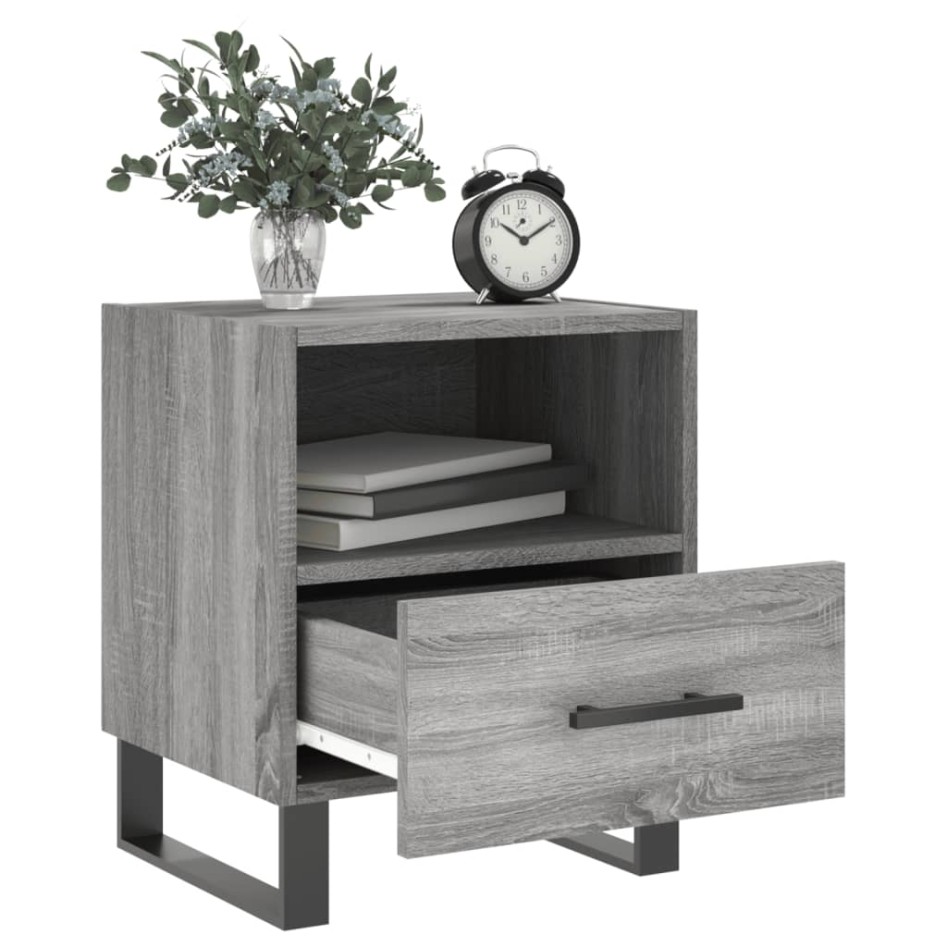Mesitas noche 2 uds madera ingeniería gris Sonoma 40x35x47,5