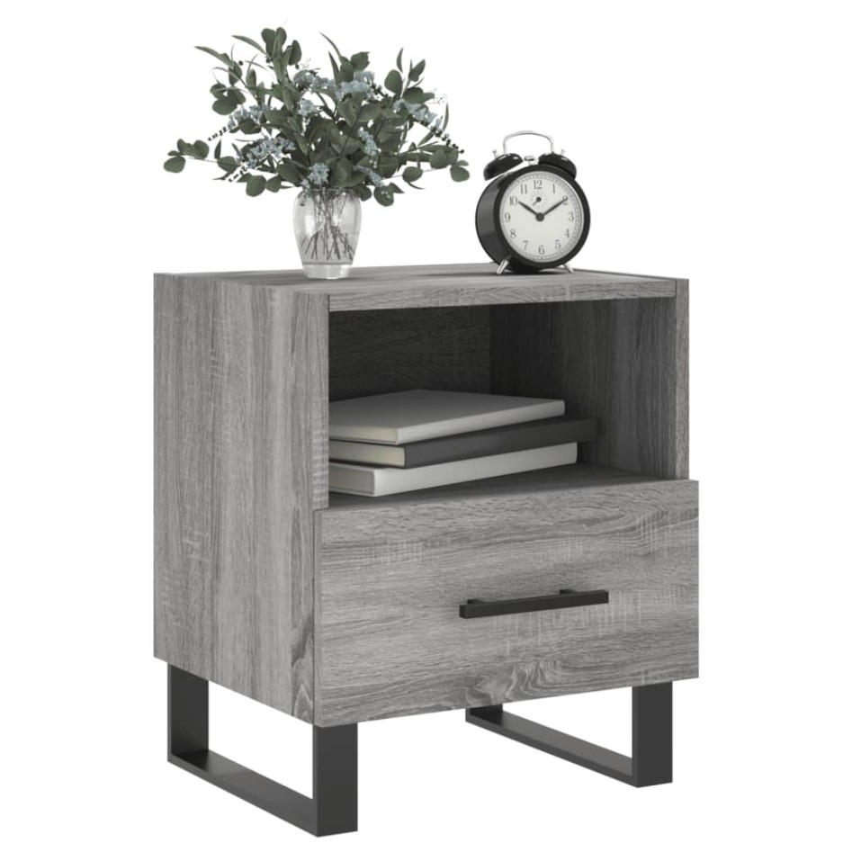Mesitas noche 2 uds madera ingeniería gris Sonoma 40x35x47,5