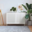 Puerta de armario lamas 2 uds madera pino blanco 69x59,4 cm