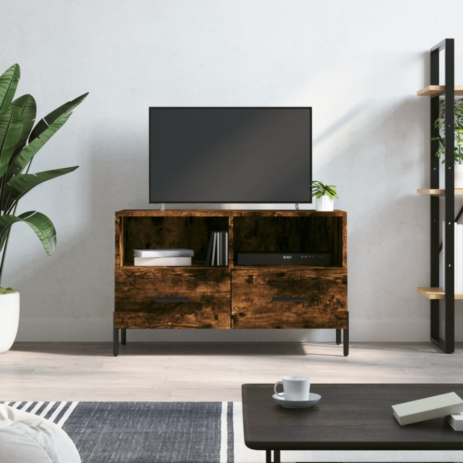 Mueble para TV madera contrachapada roble ahumado 80x36x50
