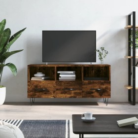 Mueble de TV madera de ingeniería roble ahumado 102x36x50