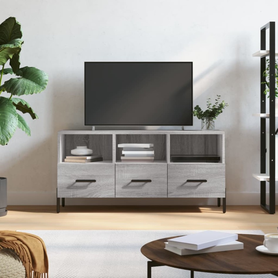 Mueble de TV madera de ingeniería gris Sonoma 102x36x50