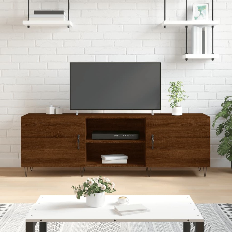 Mueble de TV madera de ingeniería roble marrón 150x30x50