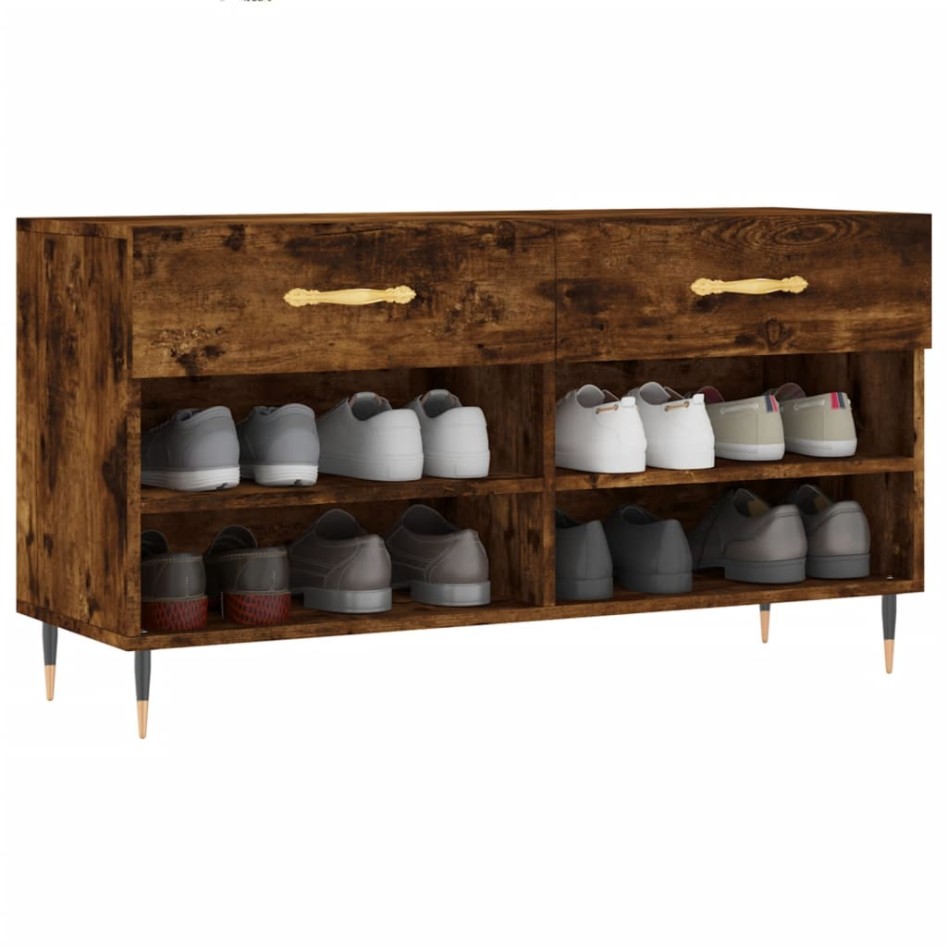 Banco zapatero madera de ingeniería roble ahumado 102x35x55