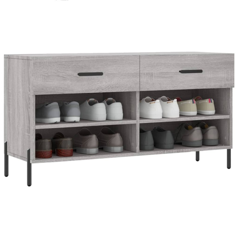 Banco zapatero madera de ingeniería gris Sonoma 102x35x55