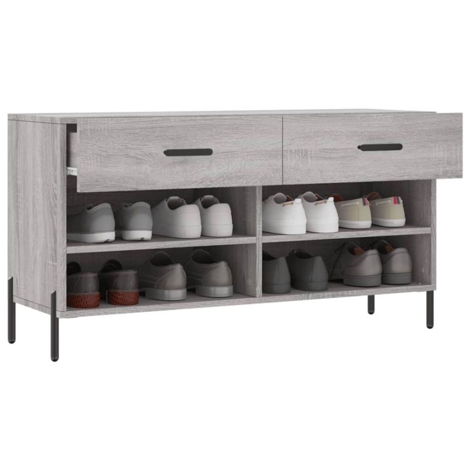 Banco zapatero madera de ingeniería gris Sonoma 102x35x55