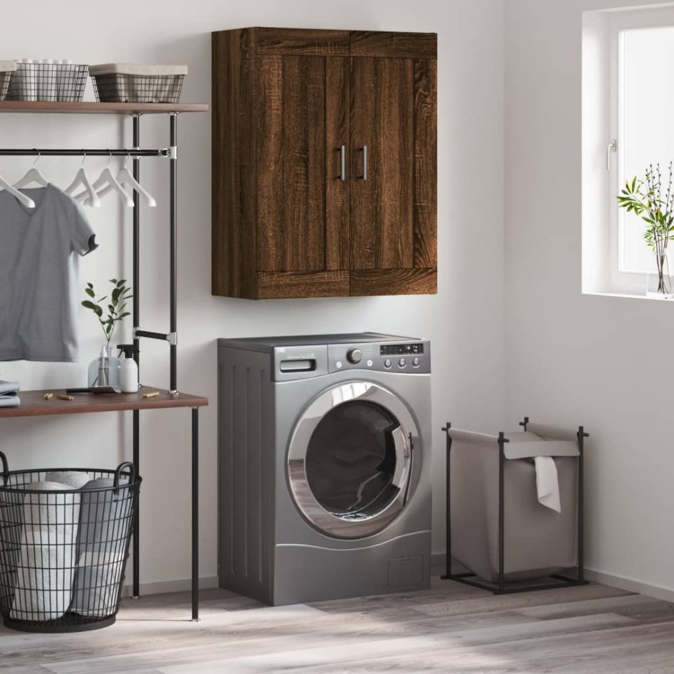 Armario de pared madera ingeniería roble marrón 69,5x34x90