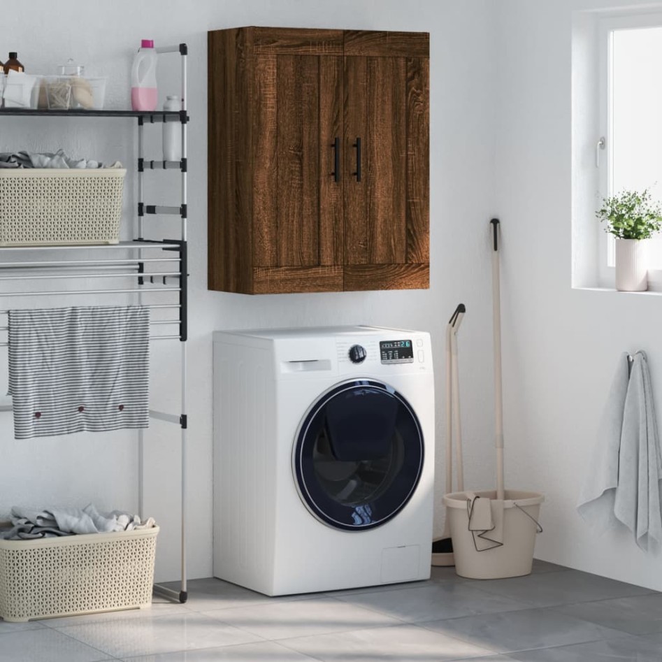 Armario de pared madera ingeniería roble marrón 69,5x34x90