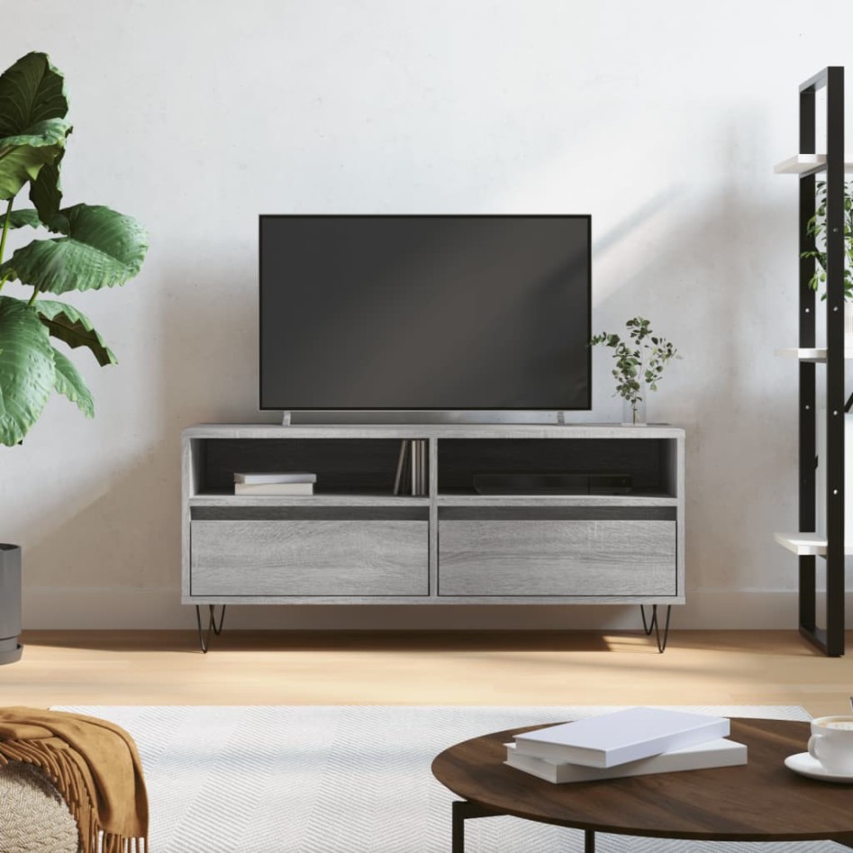 Mueble de TV madera contrachapada gris Sonoma 100x34,5x44,5