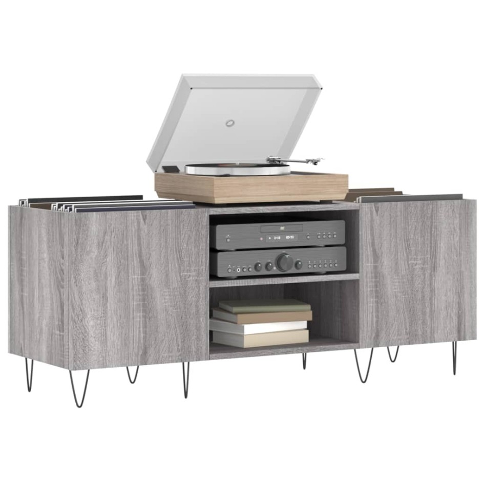 Mueble para discos madera contrachapada gris sonoma
