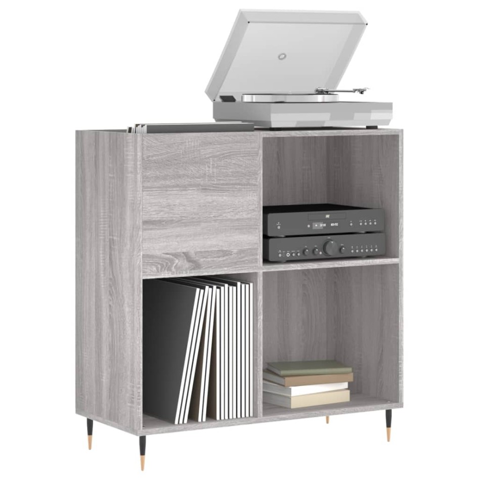 Mueble discos madera contrachapada gris Sonoma 84,5x38x89