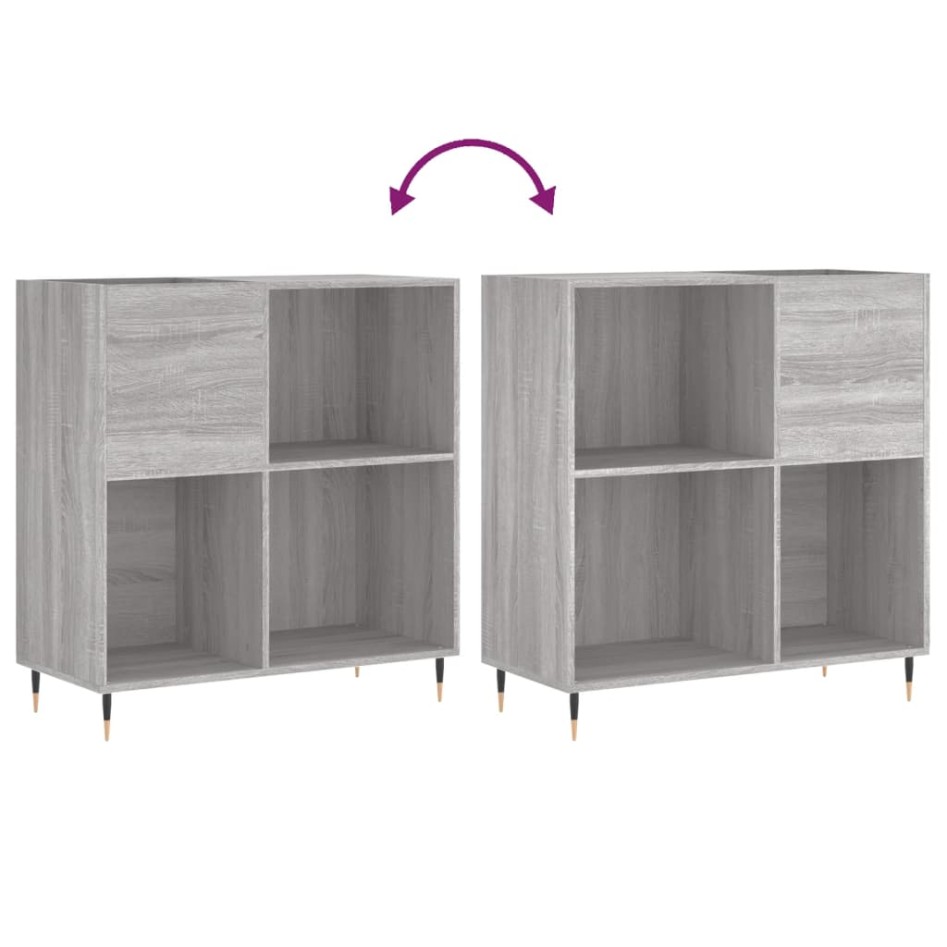 Mueble discos madera contrachapada gris Sonoma 84,5x38x89