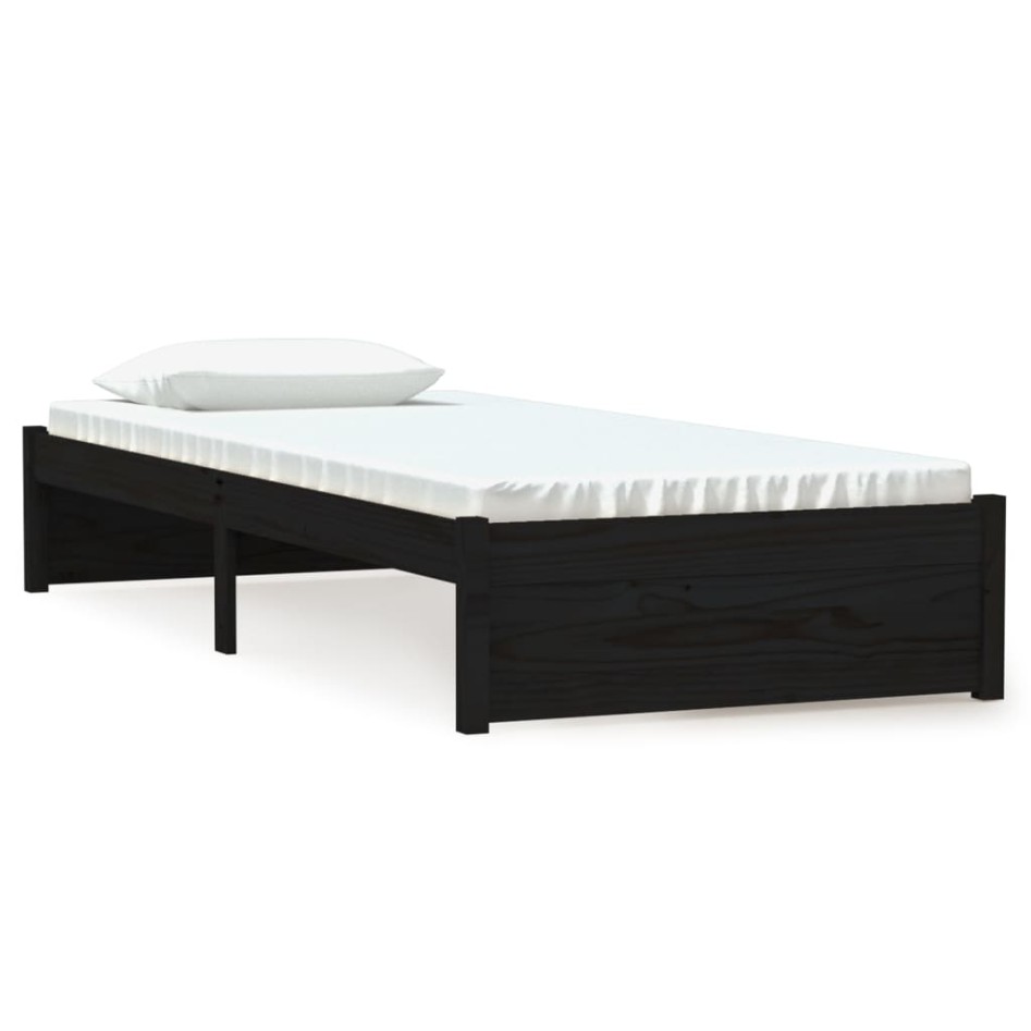 Estructura de cama sin colchón madera maciza negro 75x190