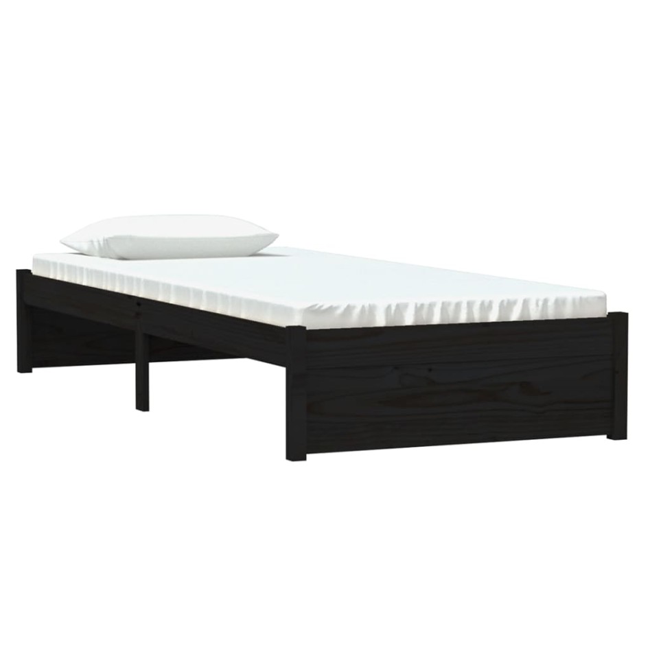 Estructura de cama sin colchón madera maciza negro 75x190