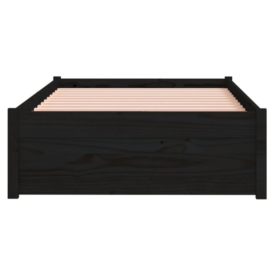 Estructura de cama sin colchón madera maciza negro 75x190