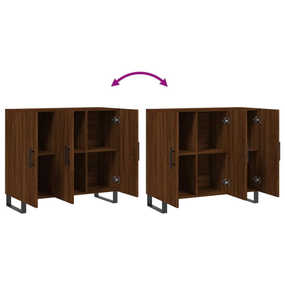 Aparador de madera de ingeniería marrón roble 90x34x80