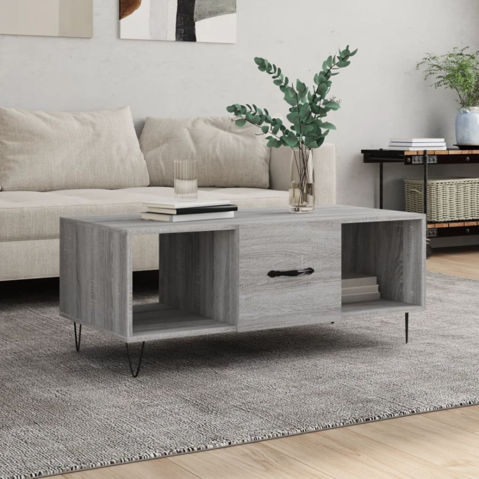 Mesa de centro madera contrachapada gris Sonoma 102x50x40