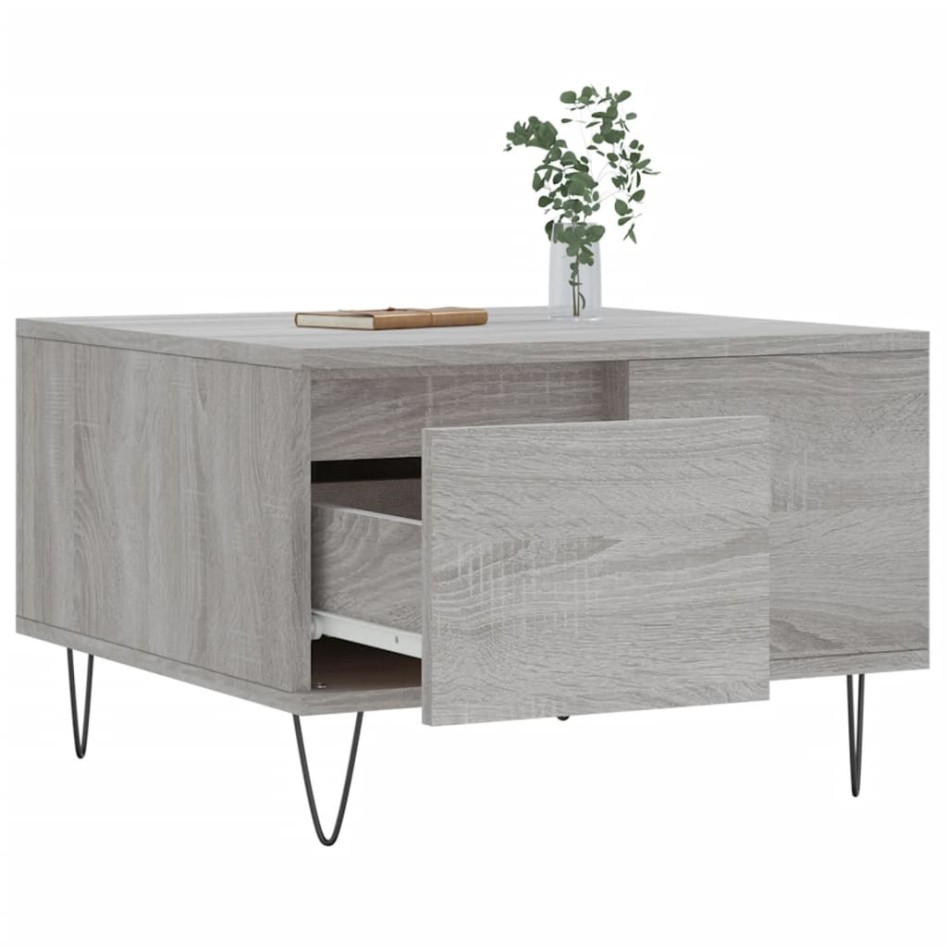 Mesa de centro madera contrachapada gris Sonoma 55x55x36,5