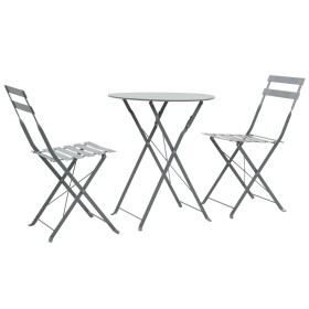 Mesa y sillas bistró de jardín 3 piezas acero