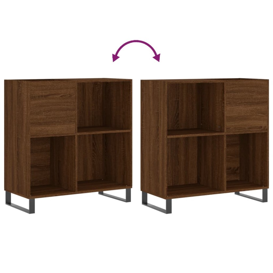 Mueble discos madera contrachapada roble marrón 84,5x38x89