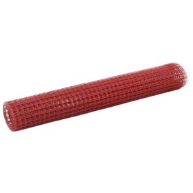 Alambrada de gallinero acero revestimiento PVC rojo 25x1