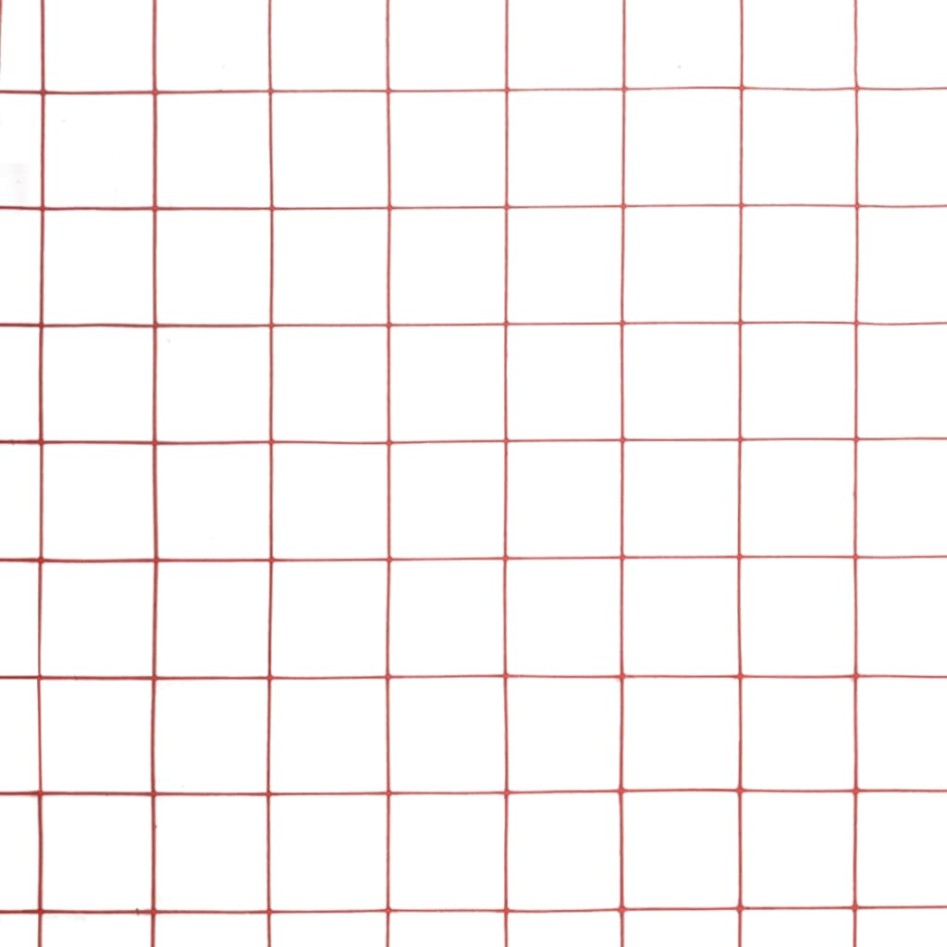 Alambrada de gallinero acero revestimiento PVC rojo 25x1