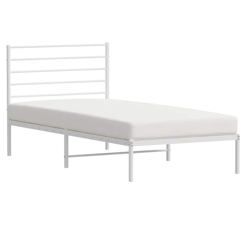 Estructura cama sin colchón con cabecero metal blanco