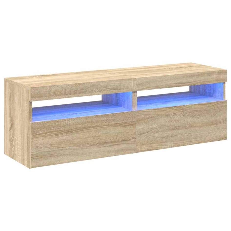 Muebles para TV con luces LED 2 uds roble Sonoma 60x35x40