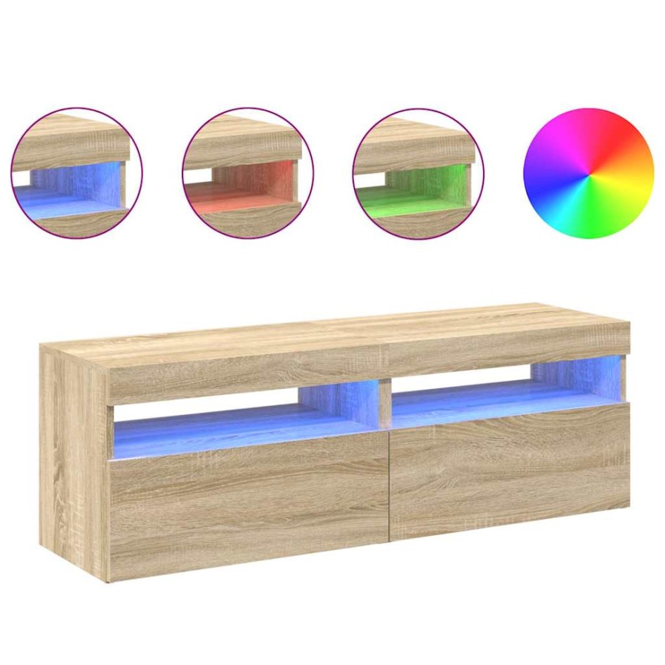 Muebles para TV con luces LED 2 uds roble Sonoma 60x35x40