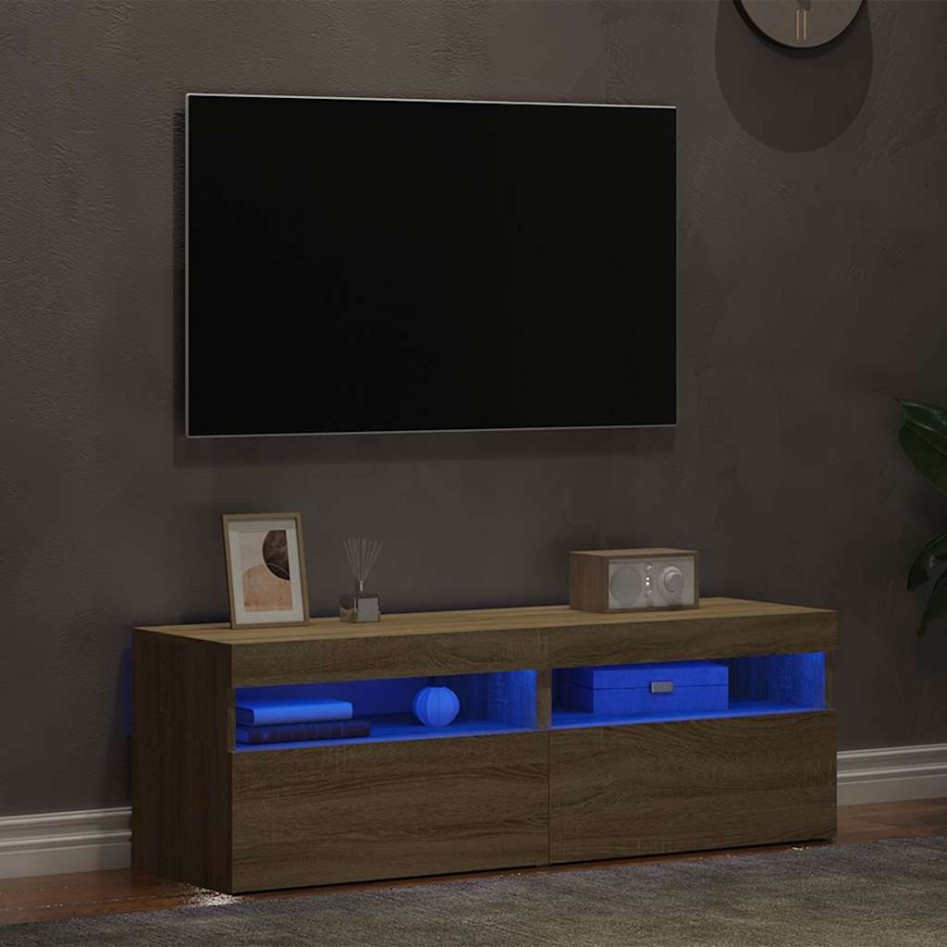 Muebles para TV con luces LED 2 uds roble Sonoma 60x35x40
