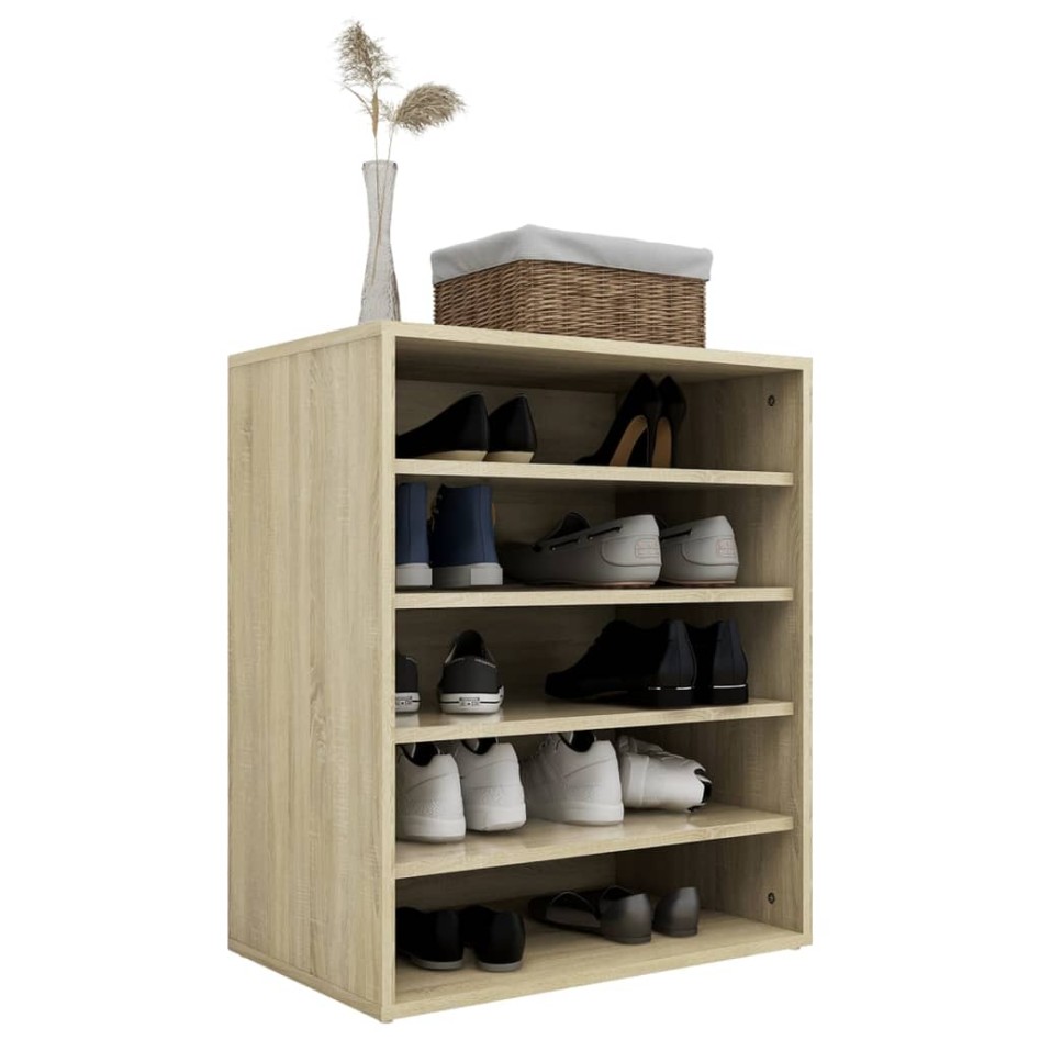 Mueble zapatero de madera contrachapada color roble 60x35x70