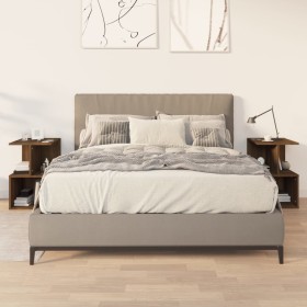 Mesitas de noche 2 uds contrachapada marrón roble 35x35x55