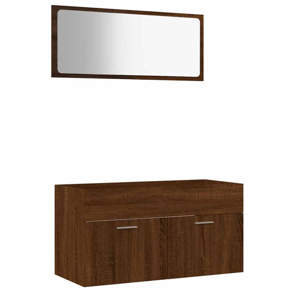 Set de muebles baño 2 pzas madera contrachapada marrón