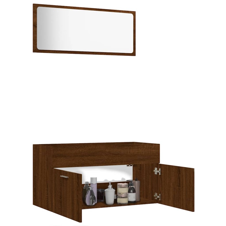 Set de muebles baño 2 pzas madera contrachapada marrón