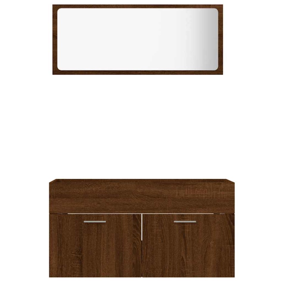 Set de muebles baño 2 pzas madera contrachapada marrón