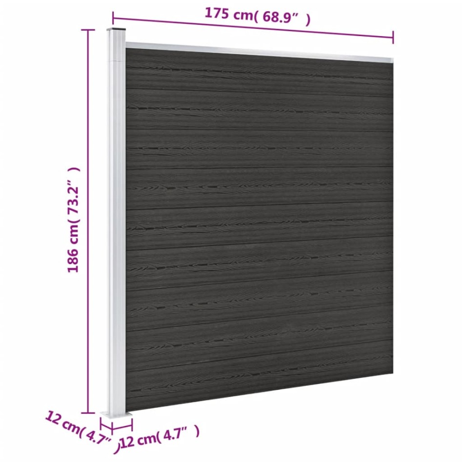 Valla de jardín de WPC gris 175x186