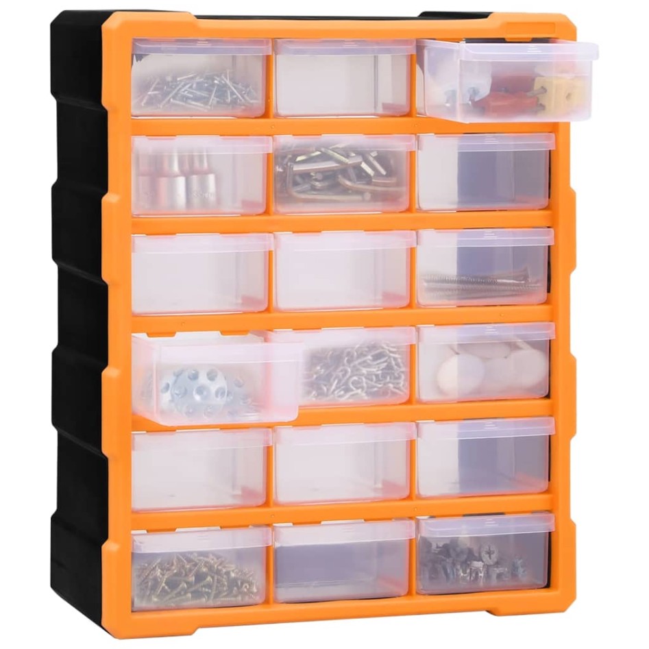 Organizador multicajones con 18 cajones intermedios 38x16x47