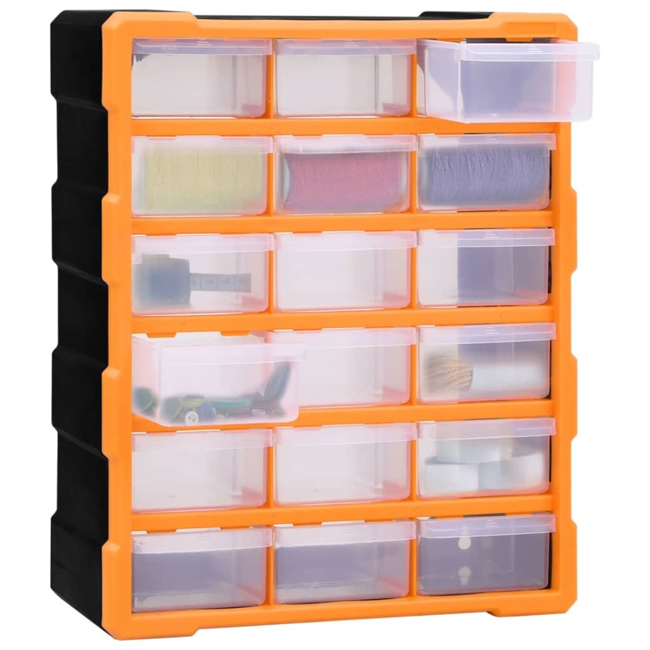 Organizador multicajones con 18 cajones intermedios 38x16x47