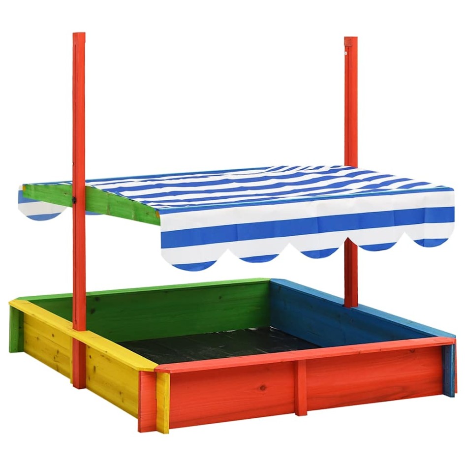 Arenero infantil tejado ajustable madera abeto multicolor