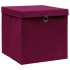 Cajas de almacenaje con tapas 10 uds rojo oscuro 28x28x28