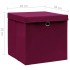 Cajas de almacenaje con tapas 10 uds rojo oscuro 28x28x28