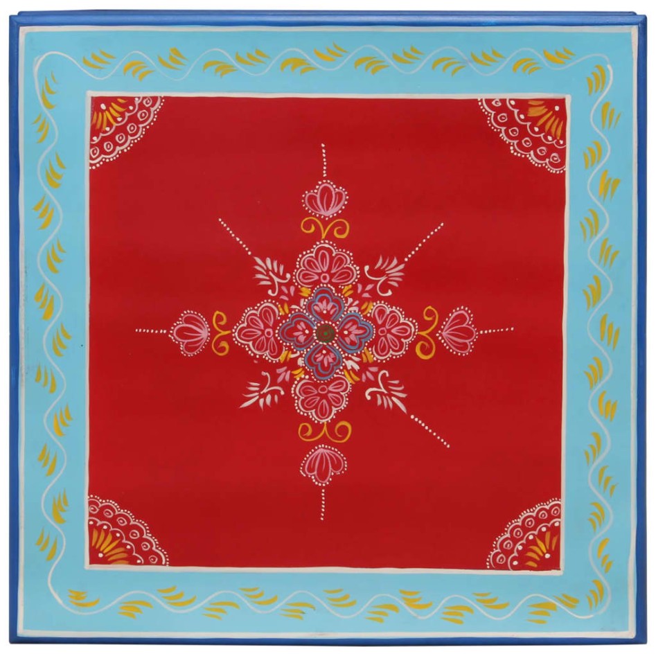 Mesa de centro madera maciza de mango rojo pintada a