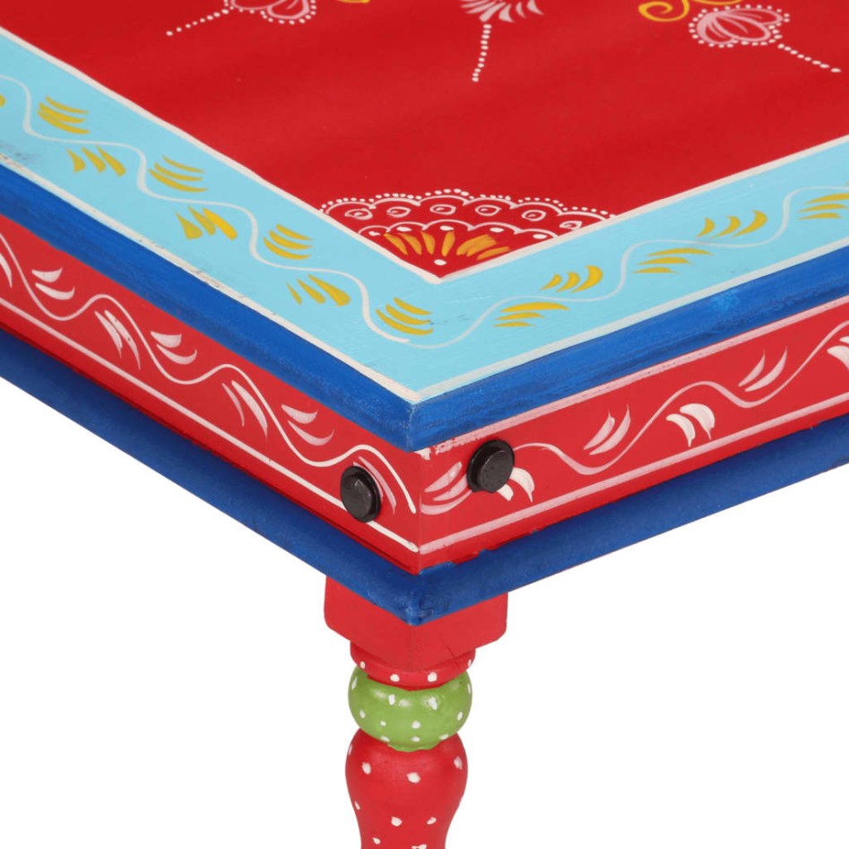Mesa de centro madera maciza de mango rojo pintada a