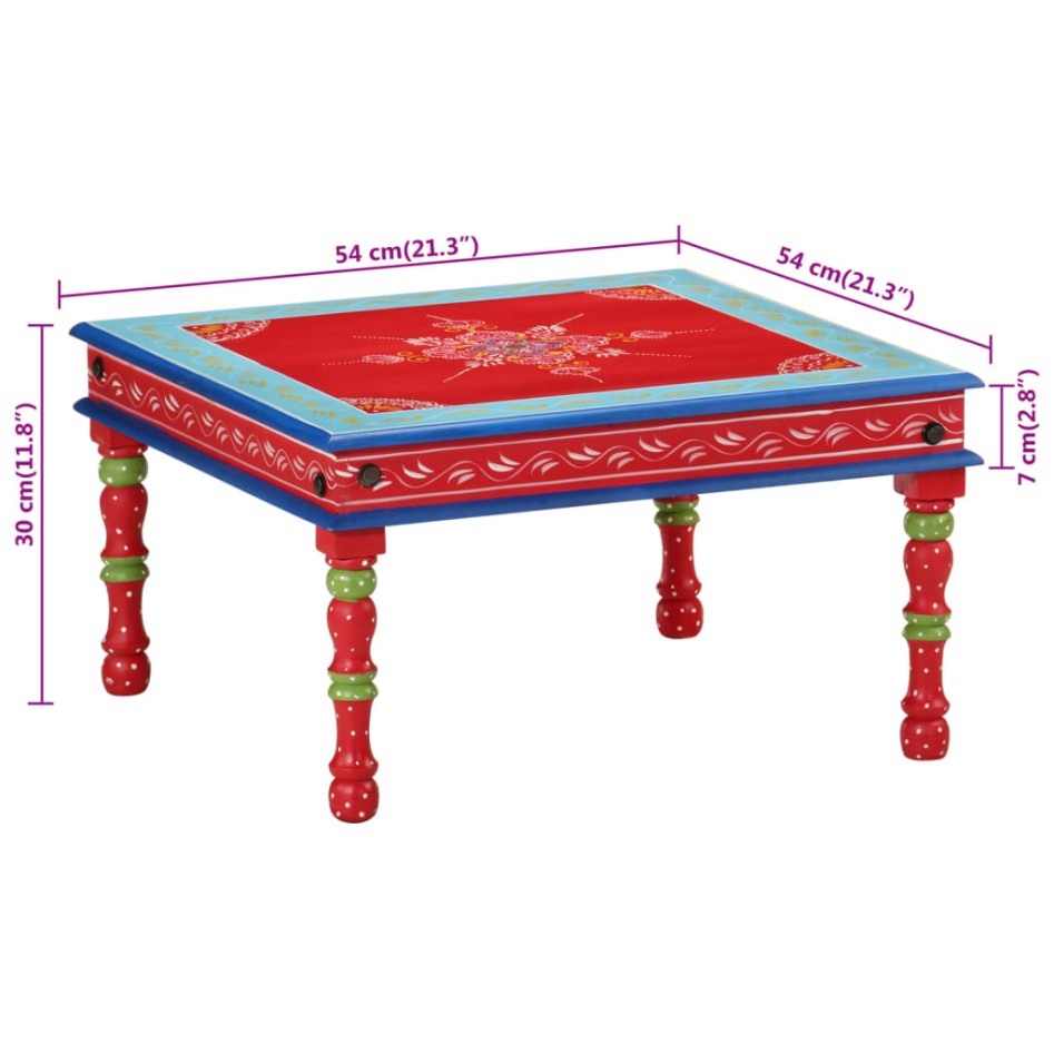 Mesa de centro madera maciza de mango rojo pintada a