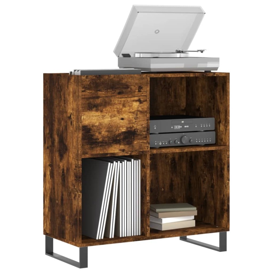 Mueble discos madera contrachapada roble ahumado 84,5x38x89