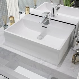 Lavabo con orificio para grifo cerámica blanco 51,5x38,5x15