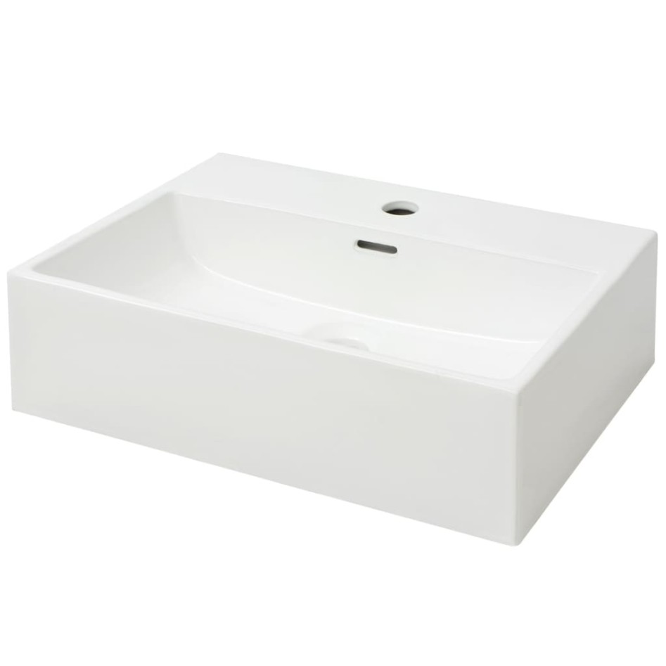 Lavabo con orificio para grifo cerámica blanco 51,5x38,5x15