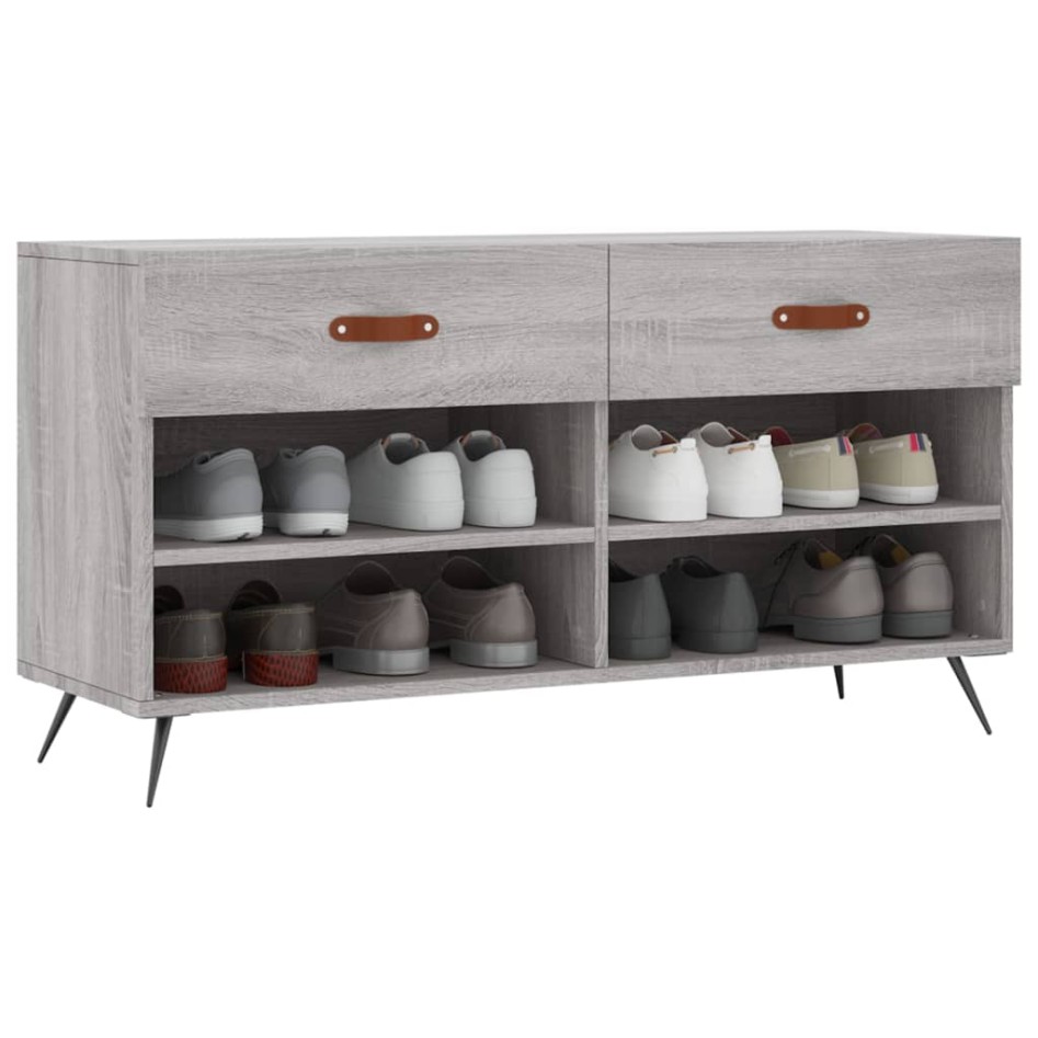 Banco zapatero madera de ingeniería gris Sonoma 102x35x55
